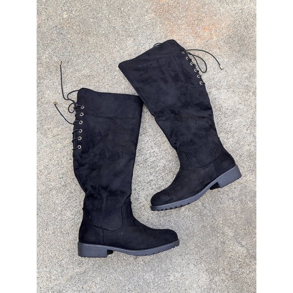 Top Moda Knee Hight Plain Micro Suede Boots - Picture 3 of 3